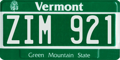 VT license plate ZIM921