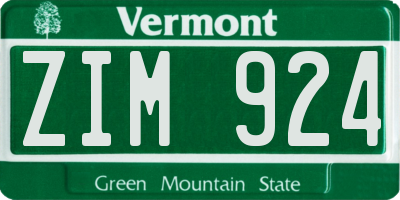 VT license plate ZIM924