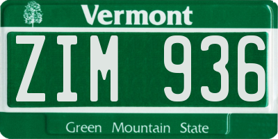 VT license plate ZIM936