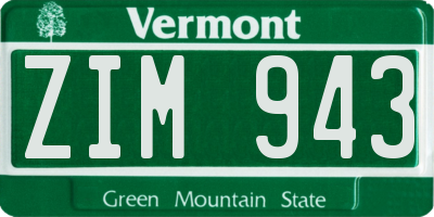 VT license plate ZIM943