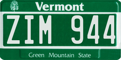 VT license plate ZIM944