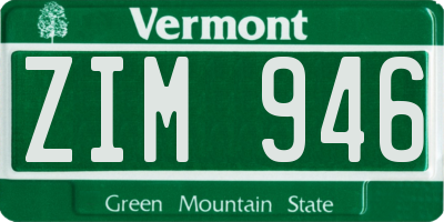 VT license plate ZIM946