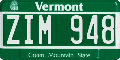 VT license plate ZIM948