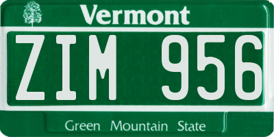 VT license plate ZIM956