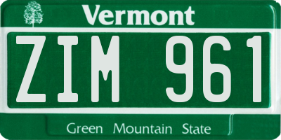 VT license plate ZIM961