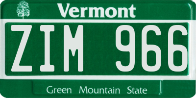 VT license plate ZIM966