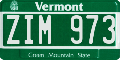 VT license plate ZIM973