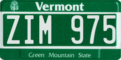 VT license plate ZIM975