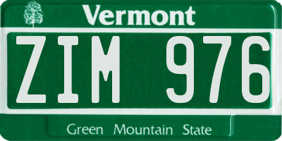 VT license plate ZIM976