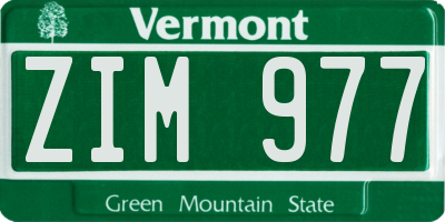 VT license plate ZIM977