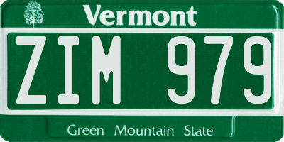 VT license plate ZIM979