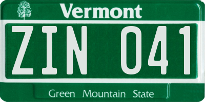 VT license plate ZIN041