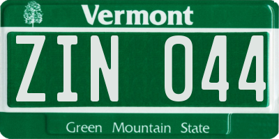 VT license plate ZIN044