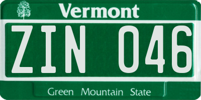 VT license plate ZIN046