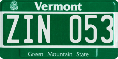 VT license plate ZIN053