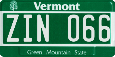 VT license plate ZIN066