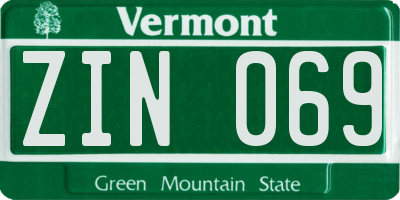 VT license plate ZIN069