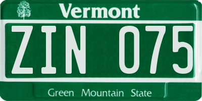 VT license plate ZIN075