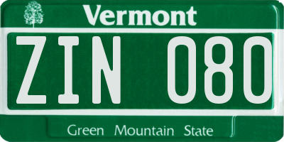 VT license plate ZIN080