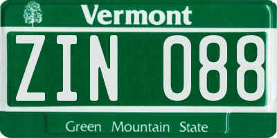 VT license plate ZIN088