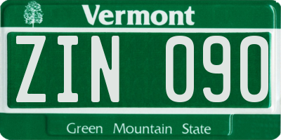 VT license plate ZIN090