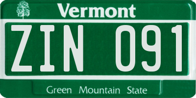 VT license plate ZIN091