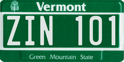 VT license plate ZIN101
