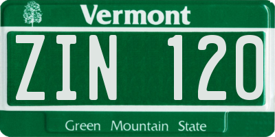 VT license plate ZIN120