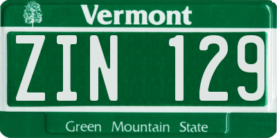 VT license plate ZIN129