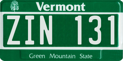 VT license plate ZIN131