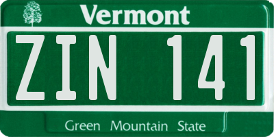 VT license plate ZIN141