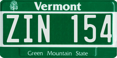 VT license plate ZIN154
