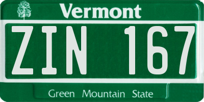 VT license plate ZIN167