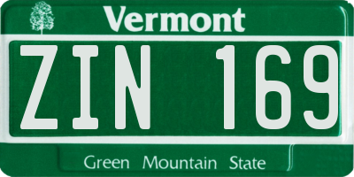 VT license plate ZIN169