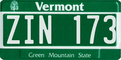 VT license plate ZIN173