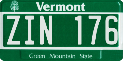 VT license plate ZIN176