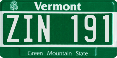 VT license plate ZIN191