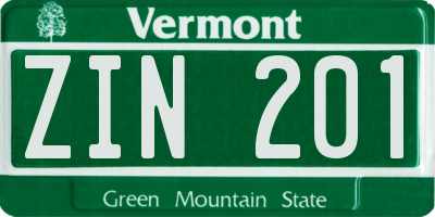 VT license plate ZIN201