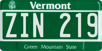 VT license plate ZIN219