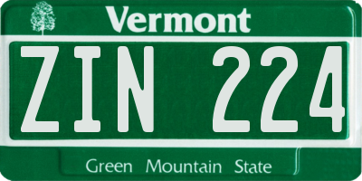 VT license plate ZIN224