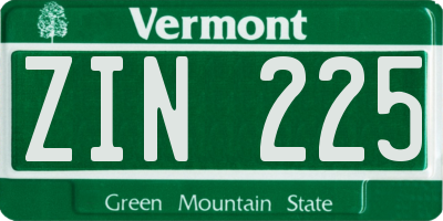 VT license plate ZIN225