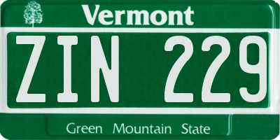 VT license plate ZIN229