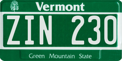 VT license plate ZIN230
