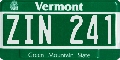 VT license plate ZIN241