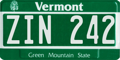 VT license plate ZIN242