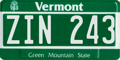 VT license plate ZIN243
