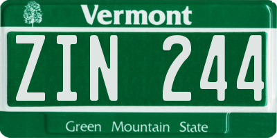 VT license plate ZIN244