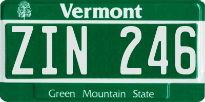 VT license plate ZIN246