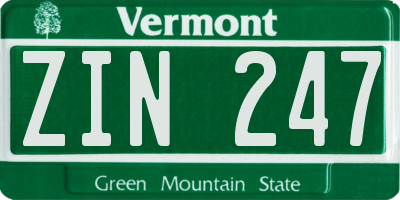 VT license plate ZIN247