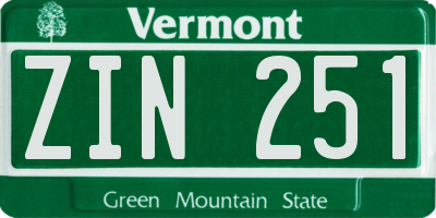 VT license plate ZIN251